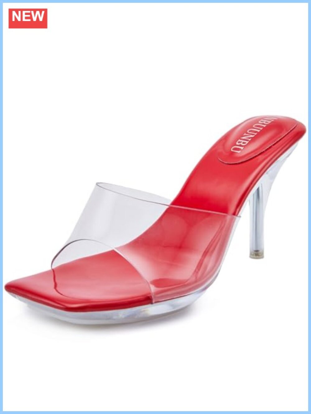 Clear Platform High Heels Square Toe Stiletto Comfortable Sandals Mules